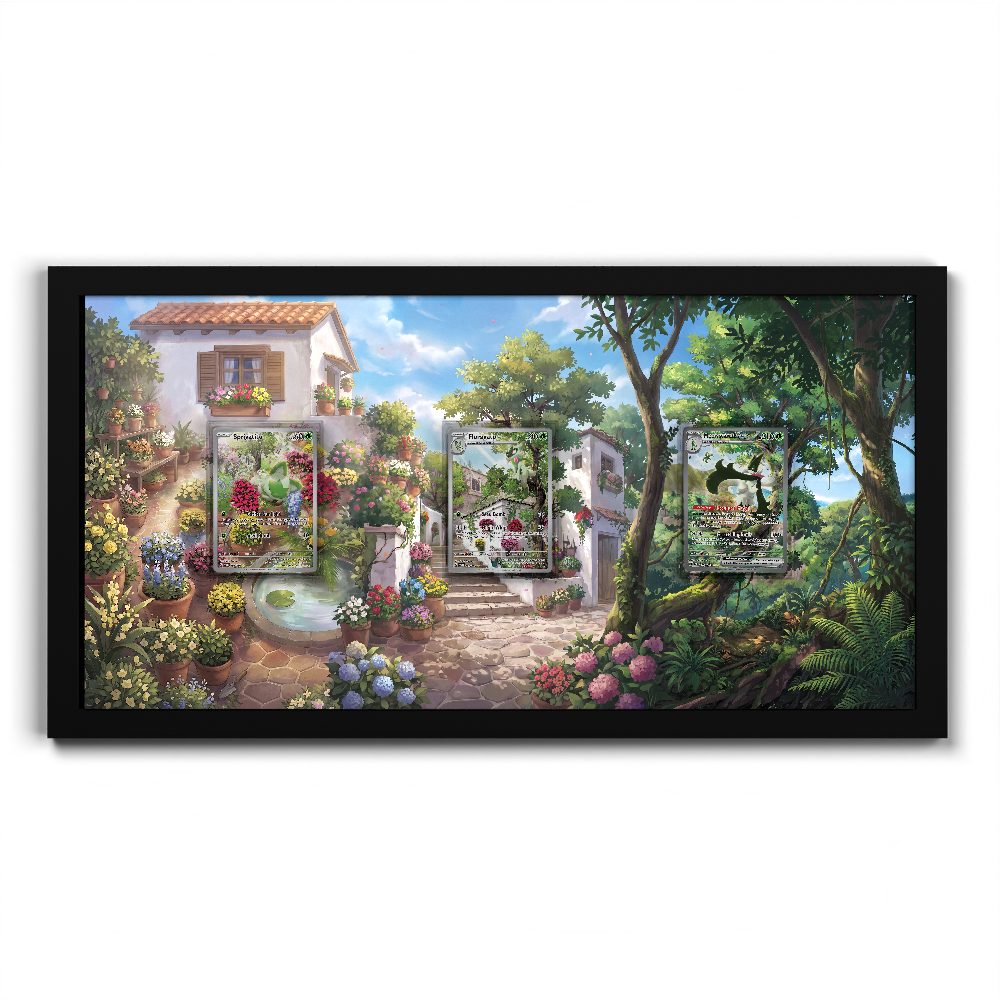 196 Sprigatito, 197 Floragato & 256 Meowscarada ex - Connected Extended Artwork Pokemon Card Frame