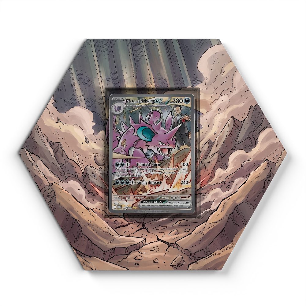 233/182 Team Rocket's Nidoking EX - Extended Artwork Pokemon Card Display