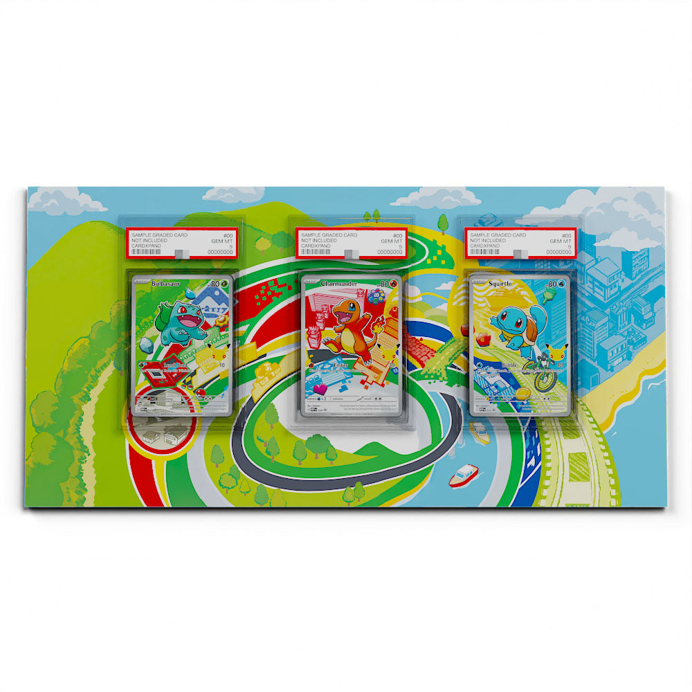 3-Pack First Partners Bundle - Extended Artwork Pokemon Cards Display