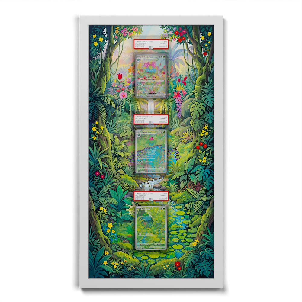 166 Bulbasaur, 167 Ivysaur & 198 Venusaur ex - Extended Artwork Framed Pokemon Card Display