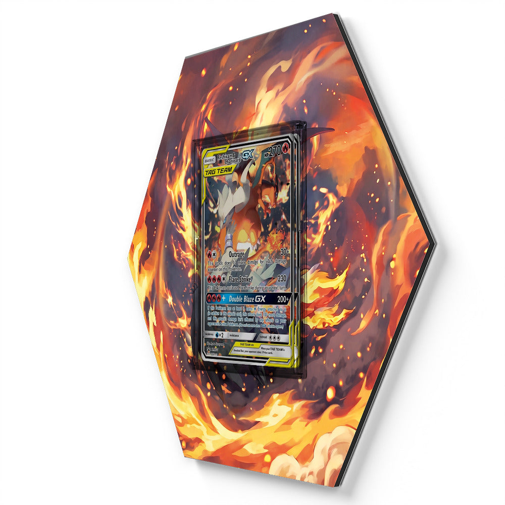 SM201 Reshiram & Charizard GX - Extended Artwork Pokemon Card Display