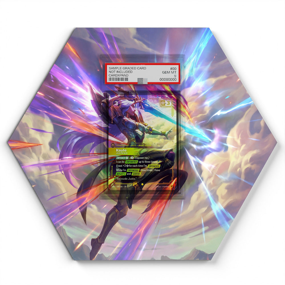VEN-185 Kayle - Justified - Extended Artwork Riftbound Card Display